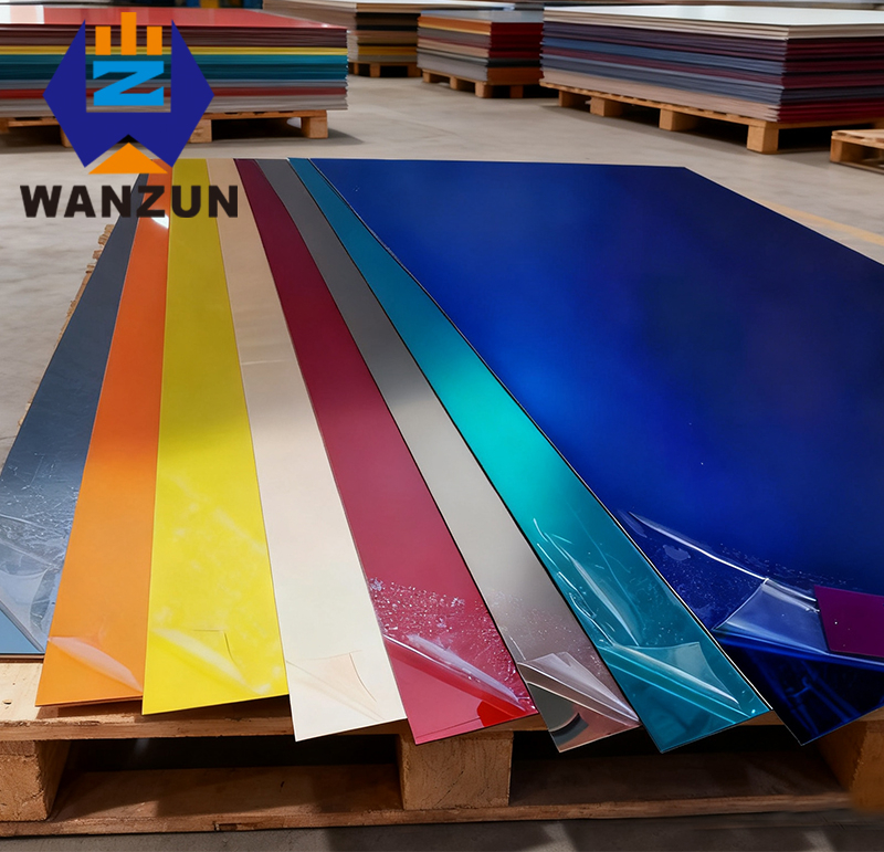 WANZUN Mirror Panel Manufacturer Colored Large Sheet Acrylic Mirror 1220*2440mm Laser Cutting