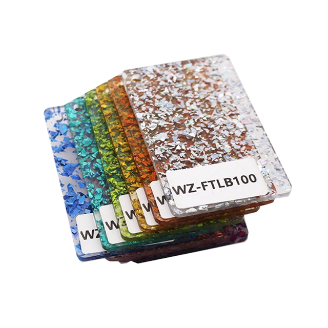 610x1040mm 3mm Thin Flake Plastic Board Iridescent Clear Acrylic Glitter Sheet
