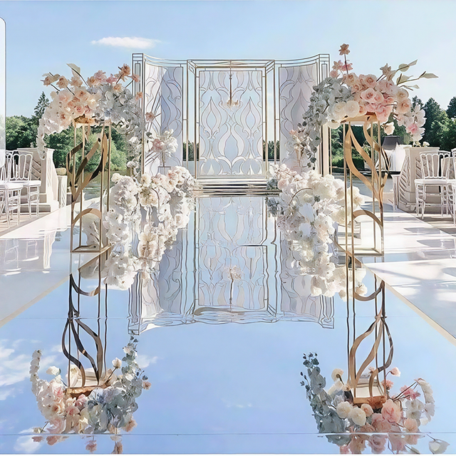 Luxury Wedding High-End Atmosphere Mirror Aisle Carpet Stage Decoration Walkway Corridor Mirror Roll Wedding Design Decoration