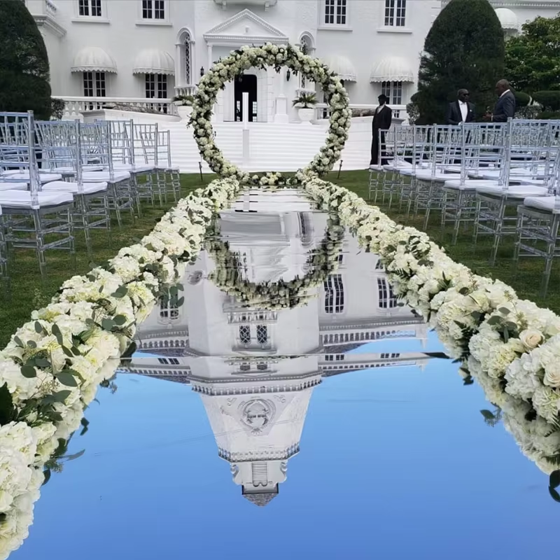 Wanzun Custom 1m 1.2m PE Ultra-Thin Lightweight Material Wedding Aisle Mirror Roll Stage Use Mirror Carpets