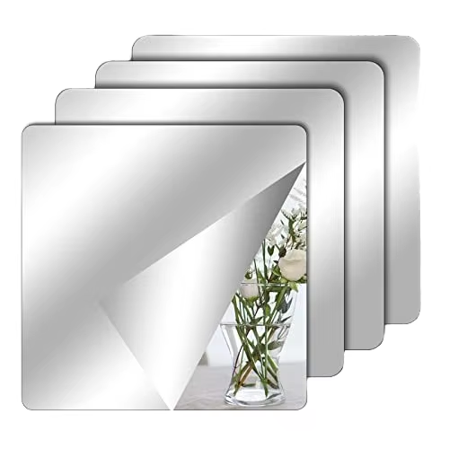 Minimalist Style Square Silver Mirror Acrylic Self-Adhesive Sheet 1mm 2mm 3mm Modern Design Self-Adhesive Mirror