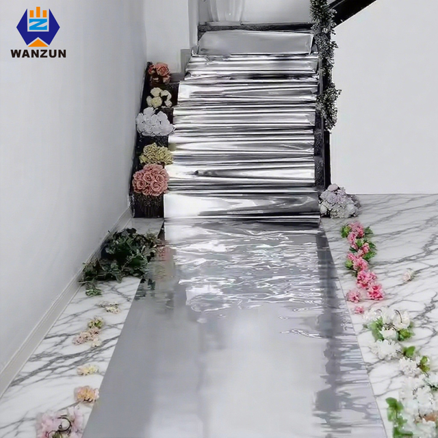 Wholesale Custom Gold And Silver Mirror Wedding Carpet Flexible Mirror Sheet Wedding Decoration Rug