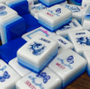 Luxury Solid Acrylic American Mahjong Tiles Blue White Porcelain Butterfly Vase Pattern Custom Printed Mahjong Game Set