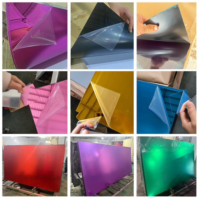 Assorted Color Eco-friendly Acrylic Mirror Panel Silver Gold Blue Green Purple Red PMMA Mirrored Wall Sheet Custom Size