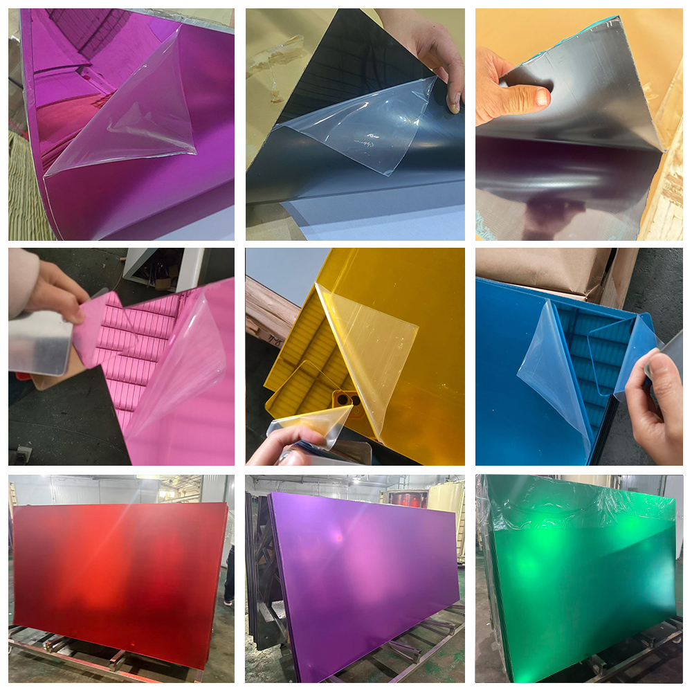 Assorted Color Eco-friendly Acrylic Mirror Panel Silver Gold Blue Green Purple Red PMMA Mirrored Wall Sheet Custom Size